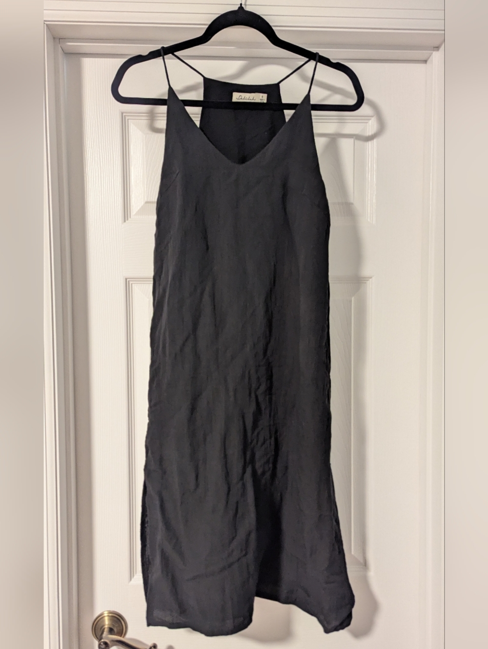 Black V-Neck Midi Dress